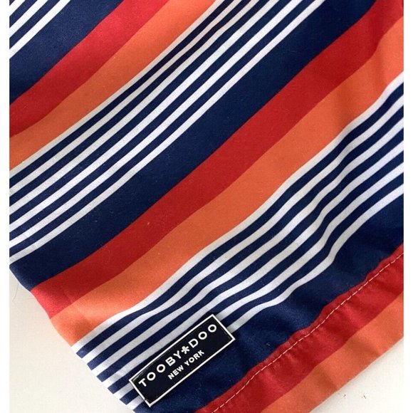 Tooby Doo boys Striped Swim Shorts Size 1-2  orange white, blue, lined beach $44 - Picture 3 of 7